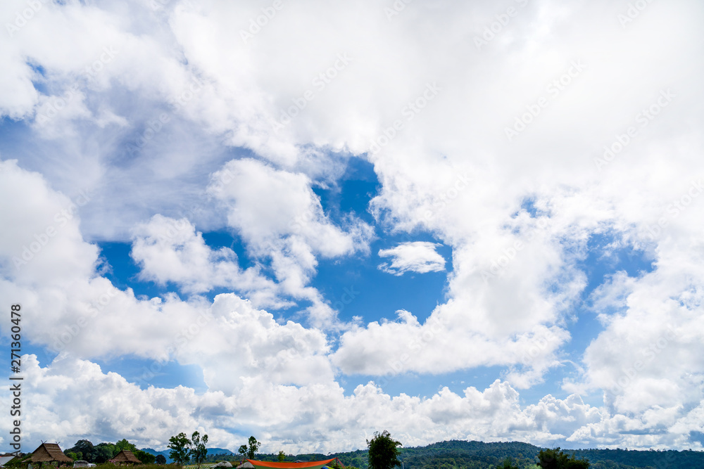 Blue sky high peak mountains fog hills mist scenery national park views at Phu Tub Berk, Khao Koh, Phetchabun Province, Thailand Blue sky high peak mountains fog hills mist scenery national park views at Phu Tub Berk, Khao Koh, Phetchabun Province, Thailand