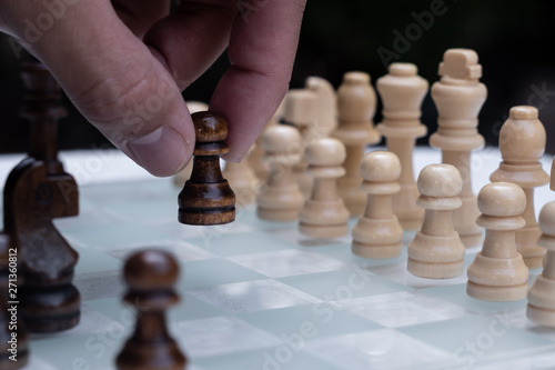Chess board game, business competitive concept, encounter difficult situation, losing and winning