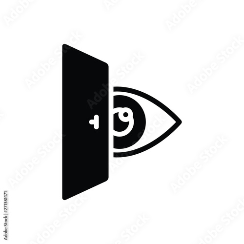Black solid icon for eye looking 