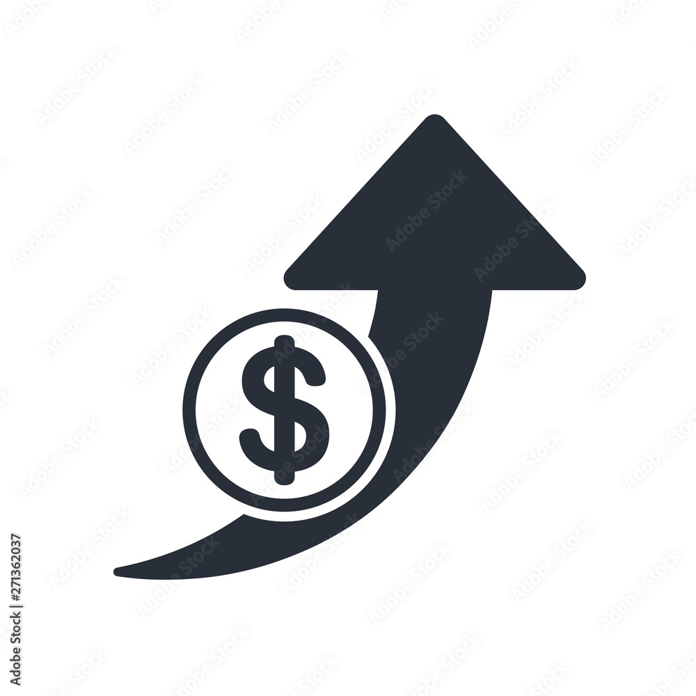 Increase profits, vector icon money. White background. Increase profits, vector icon money. White background.