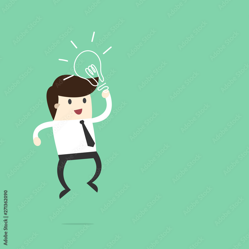 Happy Business man jump with idea blub.investment concept. Happy Business man jump with idea blub.investment concept.