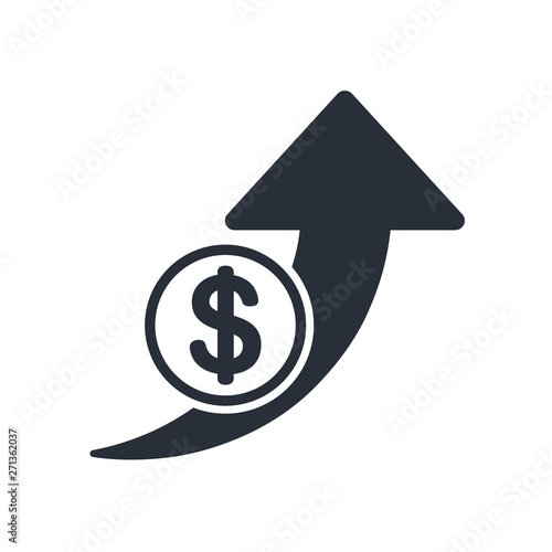Increase profits, vector  icon money. White background.