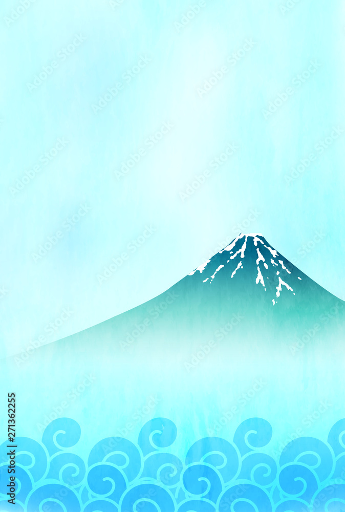 Fototapeta premium 富士山 日本 和紙 背景