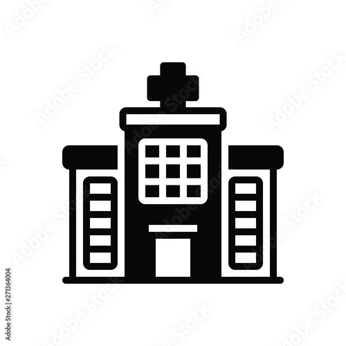 Black solid icon for hospital bulding 