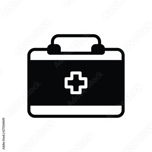 Black solid icon for doctor bag 