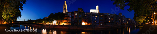 Girona, city of Catalonia at night. Spain