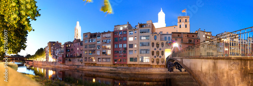 Girona, city of Catalonia at night. Spain