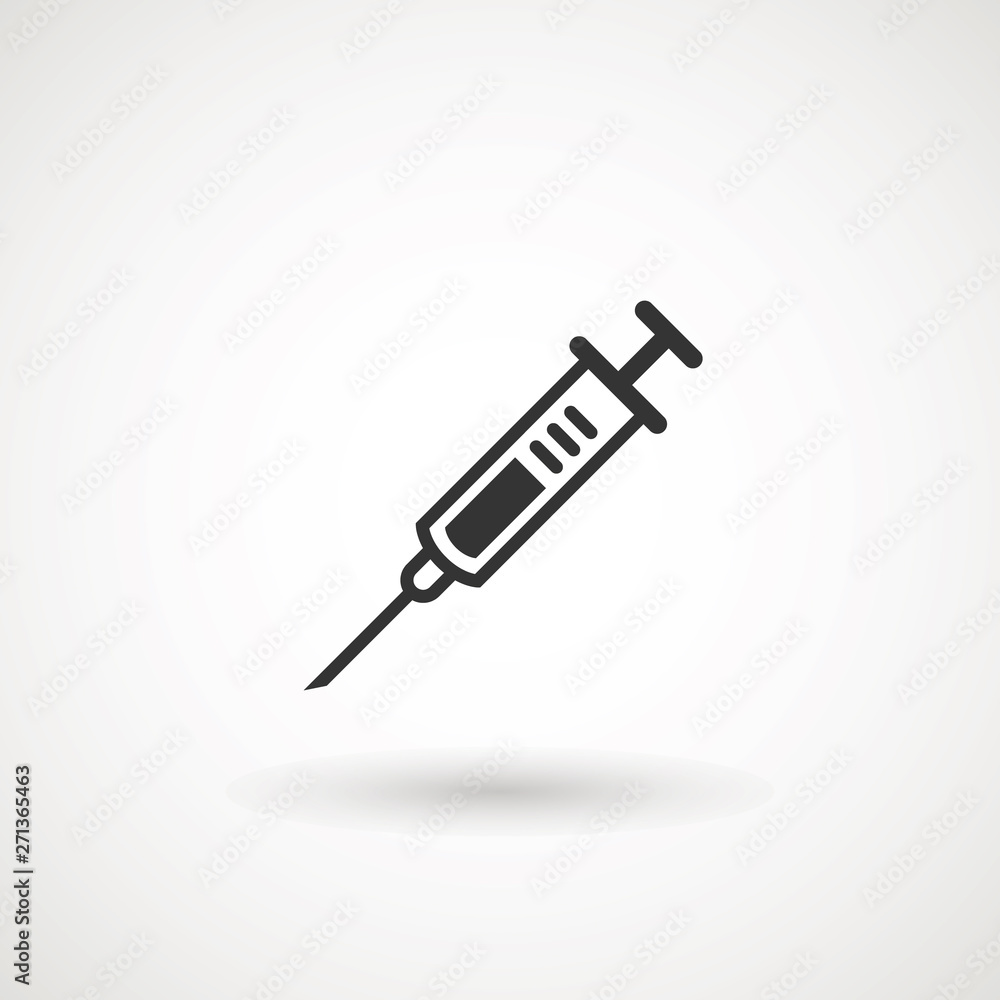 Syringe Injection Icon. Plastic medical syringe needle Syringe Injection Icon. Plastic medical syringe needle