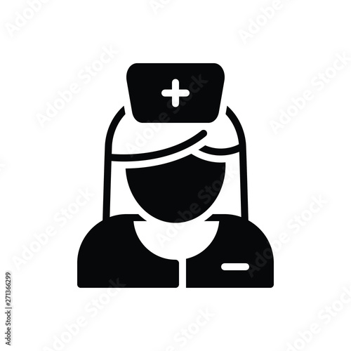 Black solid icon for nurse sister 