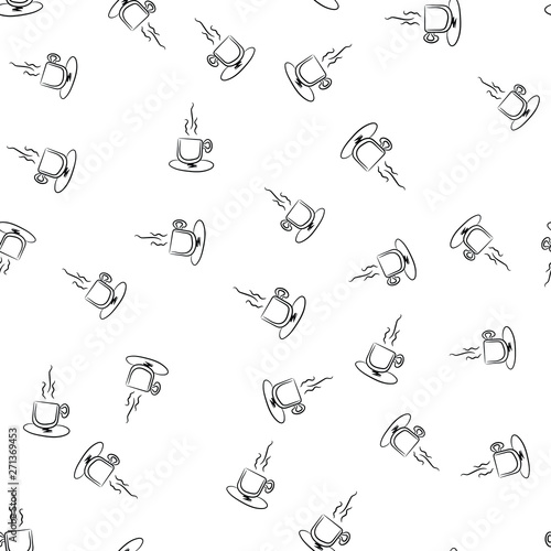 Coffee seamless vector pattern for Cup mug, restaurant or cafe menu design. 