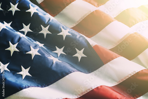 Fototapeta Closeup ruffled American flag