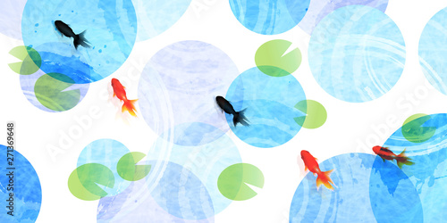 暑中見舞い　金魚　夏　背景 