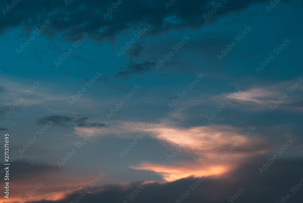 Beautiful sunset cloudy sky for background
