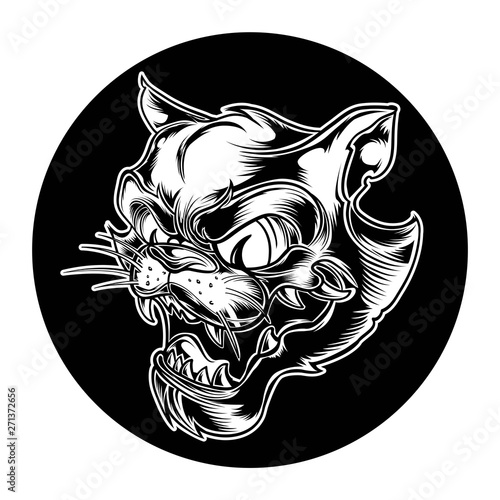 cat black  logo design, animal vector animals desigs tiger head Black Cat Tigervector photo