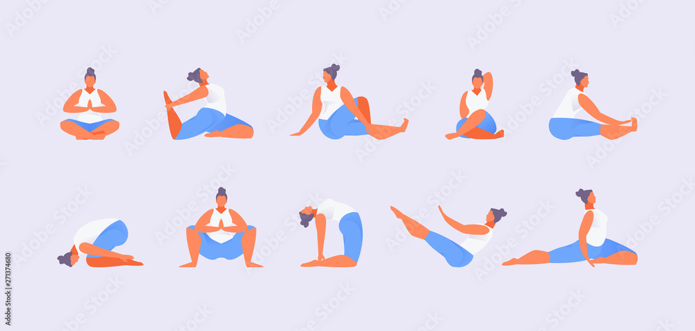 Yoga sitting asanas vector