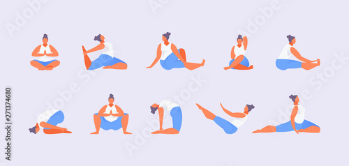 Yoga sitting asanas vector