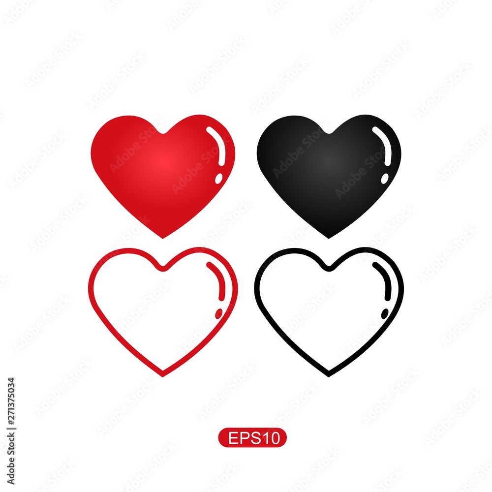 Like and heart symbol icon. Live webcast webinar, chat. Vector social network, red graceful heart web button