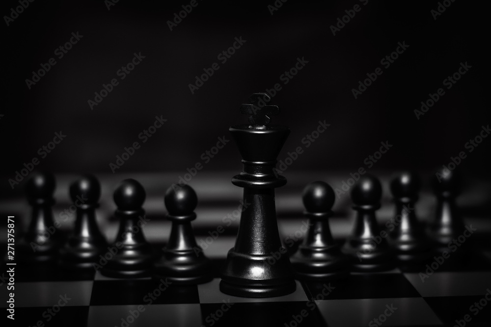 King chess piece stand in front of pawn (Concept of leadership, management) King chess piece stand in front of pawn (Concept of leadership, management)