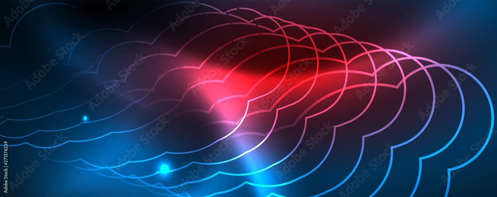 Neon glowing techno lines, hi-tech futuristic abstract background template, vector Neon glowing techno lines, hi-tech futuristic abstract background template, vector