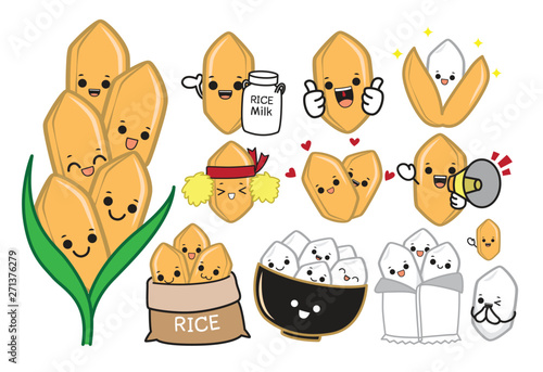 Rice character vector illustration.