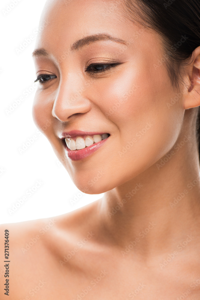 cheerful nude asian girl with clean face, isolated on white cheerful nude asian girl with clean face, isolated on white