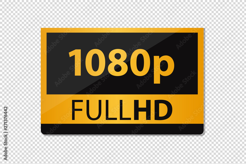 FullHD 1080p Icon - Golden Vector Illustration - Isolated On ...
