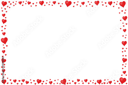 Rectangle Frame Made Of Red Hearts - Vector Illustration - Isolated On White Background