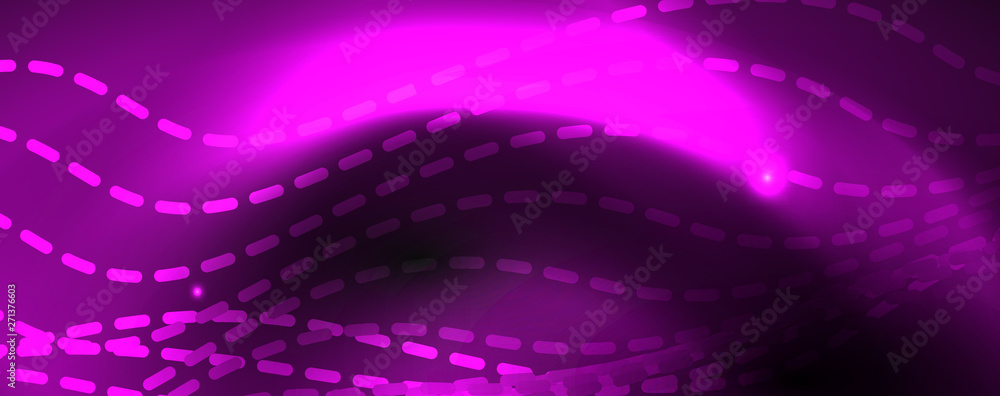 Smoky glowing waves in the dark. Dark abstract background with neon color light and wavy lines. Vector Smoky glowing waves in the dark. Dark abstract background with neon color light and wavy lines. Vector