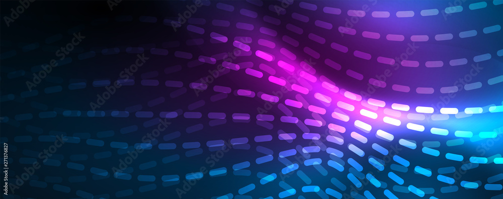 Smooth wave lines on blue neon color light background. Glowing abstract wave on dark, shiny motion, magic space light Smooth wave lines on blue neon color light background. Glowing abstract wave on dark, shiny motion, magic space light