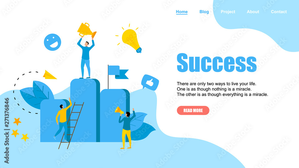 Vector creative illustration of business success concept. Flat design for web banner, business material	