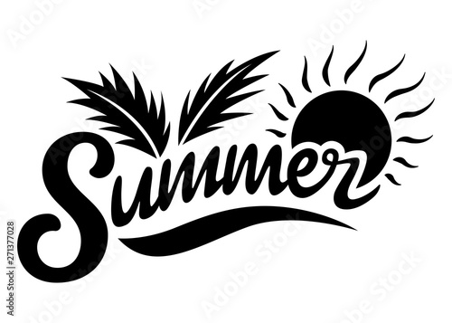 Summer logo. Brush lettering composition isolated on white background. Summer typography. Vector illustration. for print, icon design, web, home decor, fashion, surface, graphic design