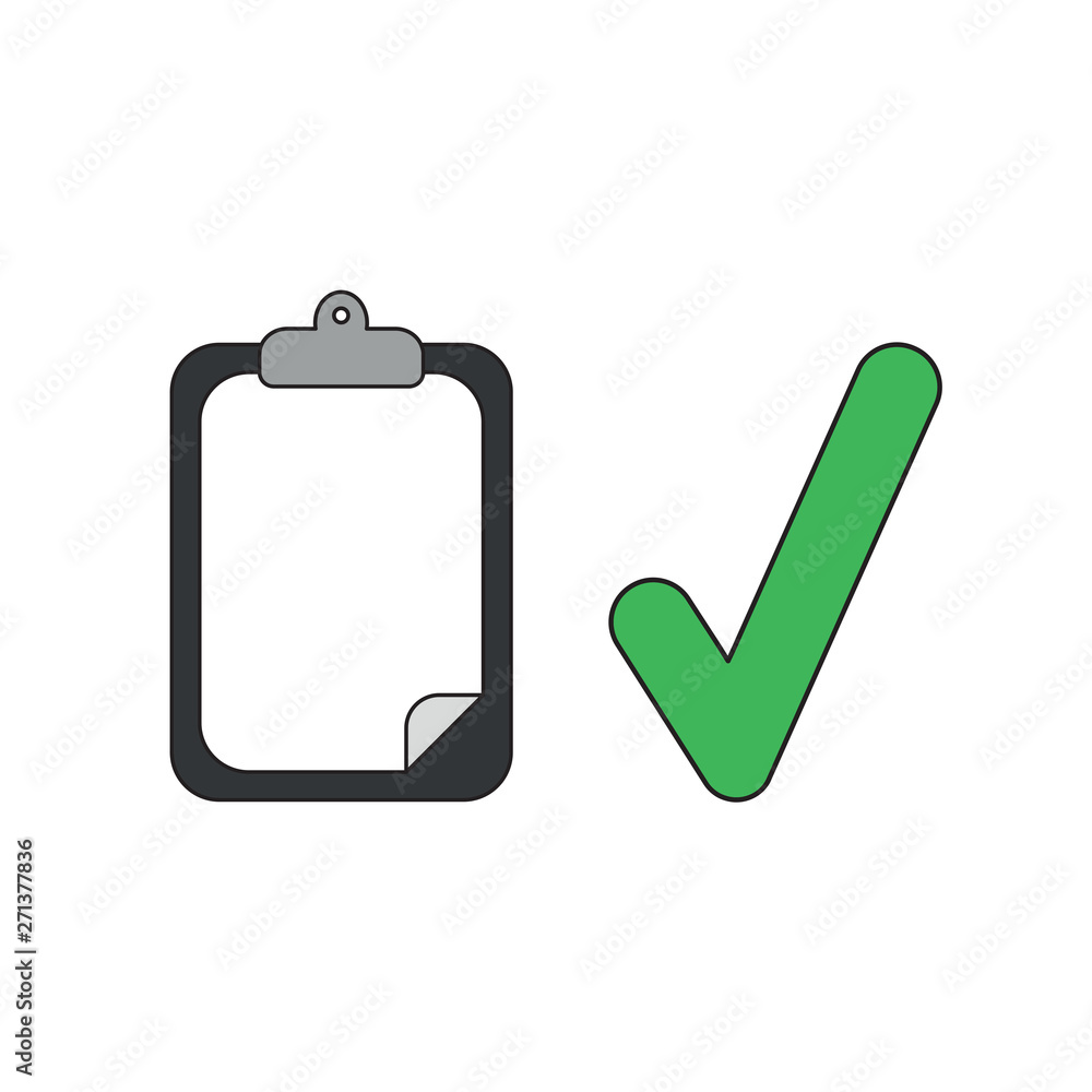 Vector icon concept of clipboard with paper and check mark. Vector icon concept of clipboard with paper and check mark.