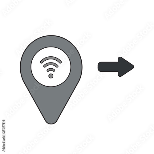 Vector icon concept of map pointer with wifi symbol.