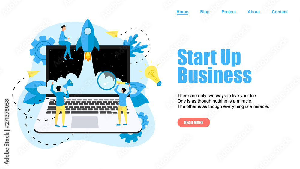 Fototapeta premium Webpage Template. Concept of startup launch of a new online business 