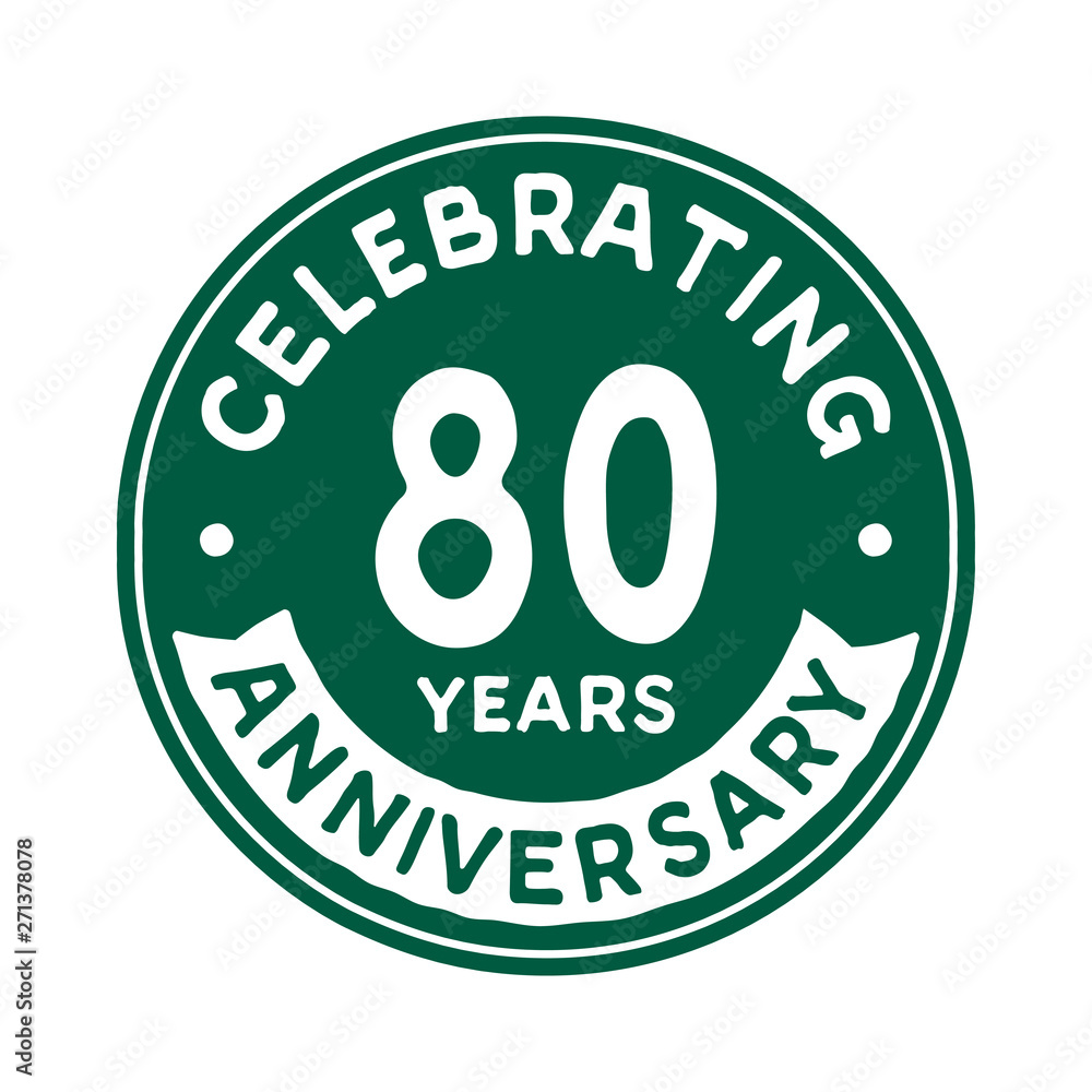 80 years anniversary logo template. Vector and illustration.