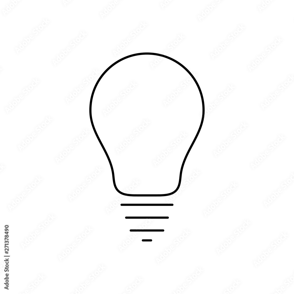 Light bulb thin line icon. Idea and creativity symbol on white background. Light bulb thin line icon. Idea and creativity symbol on white background.