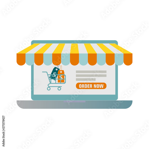 Banner of online shop with laptop online shopping vector image