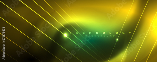 Vector neon light lines concept, abstract background