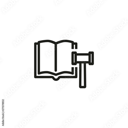 Corporate law line icon. Constitution, book, gavel. Court concept. Can be used for topics like jurisprudence, prosecution