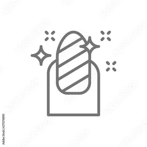 Magnetic nail polish, manicure salon line icon.
