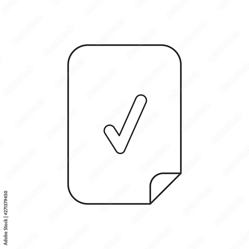 Vector icon concept of check mark inside paper. Vector icon concept of check mark inside paper.