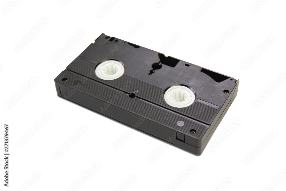 Old tape with white box isolated White background Old tape with white box isolated White background