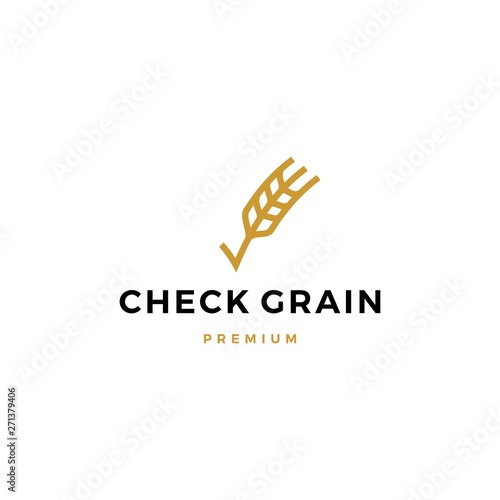 check grain oat leaf tick verified gluten free logo vector icon illustration
