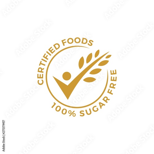 certified food people check grain oat leaf tick verified gluten free logo vector icon illustration