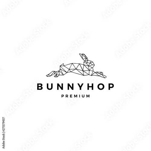 rabbit hare jumping bunny hop logo vector icon origami illustration