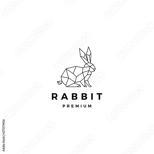 geometric rabbit hare bunny logo vector icon origami illustration