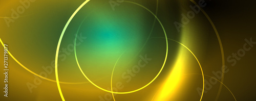 Shiny neon lines template - northern lights glowing blur lines. Futuristic style glow neon 80s disco club or night party techno template
