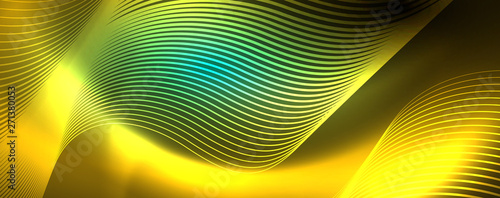 Shiny neon lines template - northern lights glowing blur lines. Futuristic style glow neon 80s disco club or night party techno template