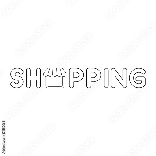 Vector icon concept of shopping word with store.