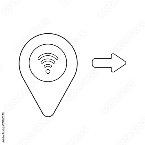 Vector icon concept of map pointer with wifi symbol.